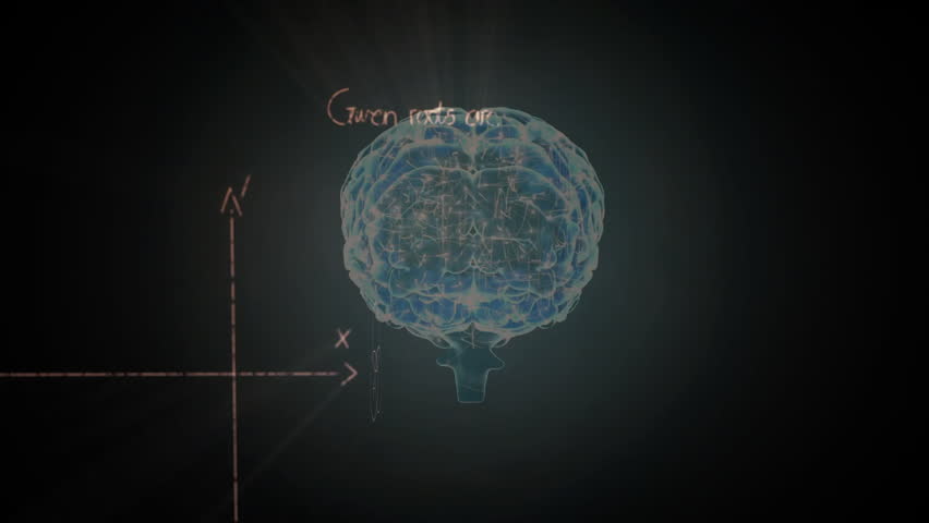 Brain materializing, rotating and drifting while formulas shifting and illustrating math concepts. Neuroscience, education, visualization, digital art, academic, innovation, scientific - Powered by Shutterstock - Get 15% off with code: PIKWIZARD15