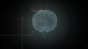 Brain materializing, rotating and drifting while formulas shifting and illustrating math concepts. Neuroscience, education, visualization, digital art, academic, innovation, scientific - Powered by Shutterstock - Get 15% off with code: PIKWIZARD15