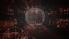 Forming 3D brain model showing neural activity, emitting glowing formulas multiplying, floating. Neuroscience, data visualization, technology, innovation, abstraction, digital art, education - Powered by Shutterstock - Get 15% off with code: PIKWIZARD15