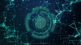 Upon sequence starting 3D globe rotating clockwise while displaying regions with pulsing data rings. Futuristic, technology, data visualization, global network, digital interface, connectivity, - Powered by Shutterstock - Get 15% off with code: PIKWIZARD15