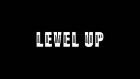level up 3d white text black bar animation 4k black background seamless loop gaming intro. - Powered by Shutterstock - Get 15% off with code: PIKWIZARD15