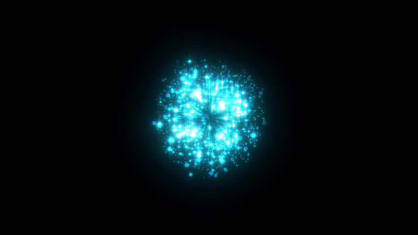 Cyan Energy Explosion Ring with Glowing Effects and Alpha Channel
