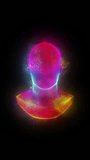 4K colorful abstract looping animation of 3D male bust rotating over black background with glows and swarming particles. - Powered by Shutterstock - Get 15% off with code: PIKWIZARD15