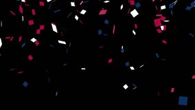 Red white and blue confetti explodes from the bottom of the frame then double pops and falls glittering. 4th of July celebration concept. Video overlay with transparent alpha channel. - Powered by Shutterstock - Get 15% off with code: PIKWIZARD15