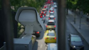 Closeup of a surveillance camera against a vibrant blue sky, ensuring safety and effective area monitoring - Powered by Shutterstock - Get 15% off with code: PIKWIZARD15