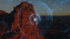 Translucent holographic globe materializing and pulsating while emitting expanding data connections. Futuristic, digital, innovation, technology, abstract, cyber, network - Powered by Shutterstock - Get 15% off with code: PIKWIZARD15