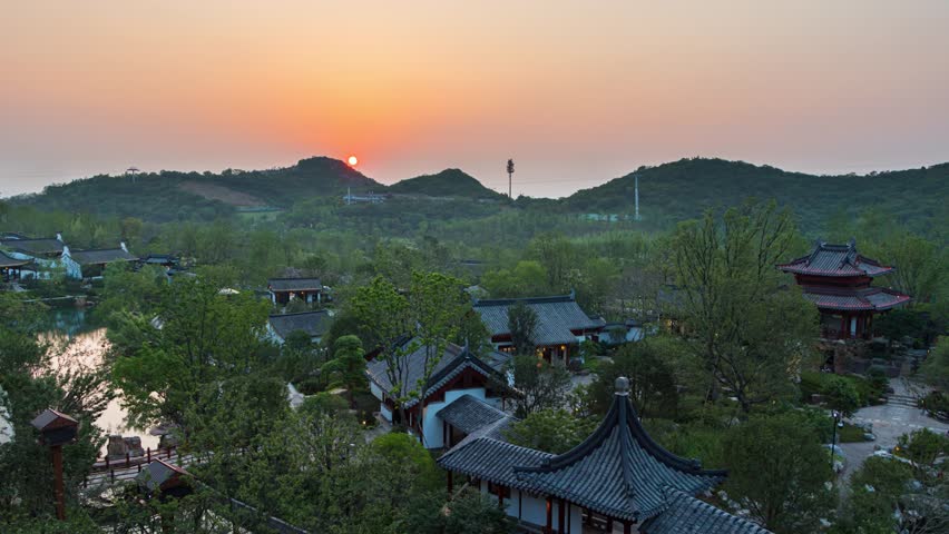 Nanjing jiangsu garden expo panoramic view from day to night in detailed timelapse