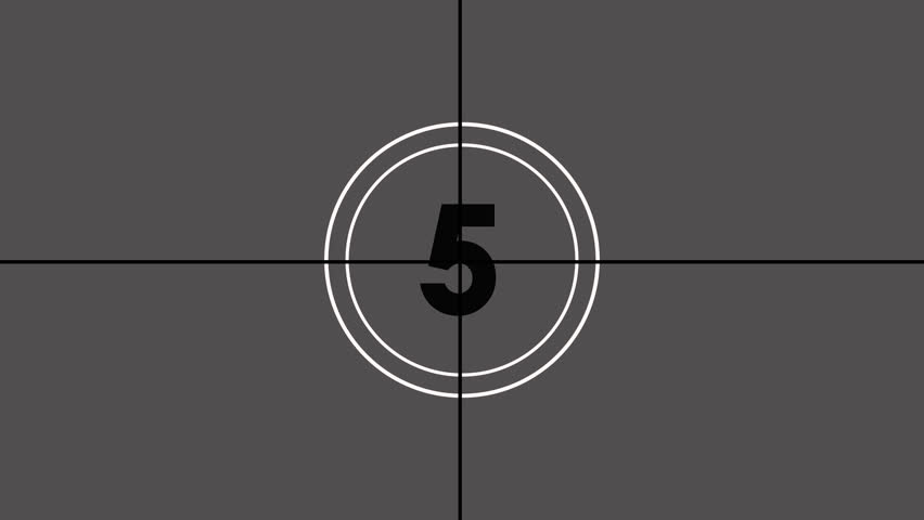 Old film countdow 5 to 0 animation
