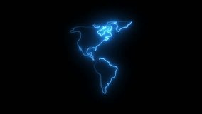 Neon glowing map of America animation on black background, USA outline icon for technology, digital data, futuristic geopolitics, American tech concept, geographic visualization, and patriotic themes - Powered by Shutterstock - Get 15% off with code: PIKWIZARD15