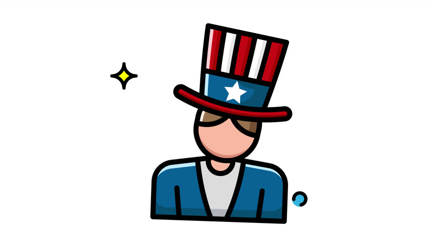 Animated Made in uk a Uncle sam wearing a top hat.