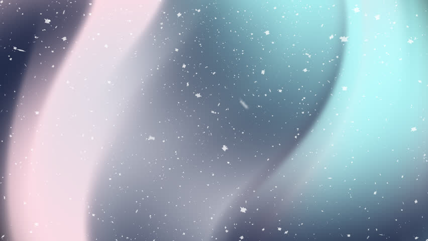 Title Pastel aurora borealis with falling snowflakes. Suitable for winterthemed designs, holiday backgrounds, Christmas cards, nature illustrations, and seasonal décor products.