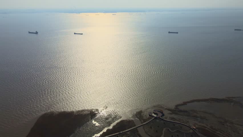 Winter Wetland Scenery Along the Yangtze River on Chongming Island, Shanghai, China