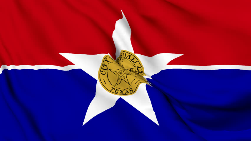 Dallas city flags realistic ripple effect and seamless loop animation. Animated Dallas city flag video.