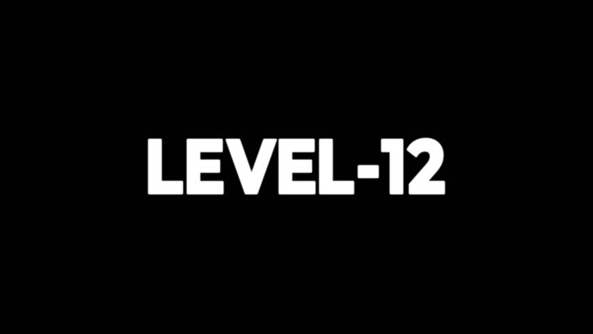 LEVEL-12 Bold Text on black background – minimalist monochrome typography label.
