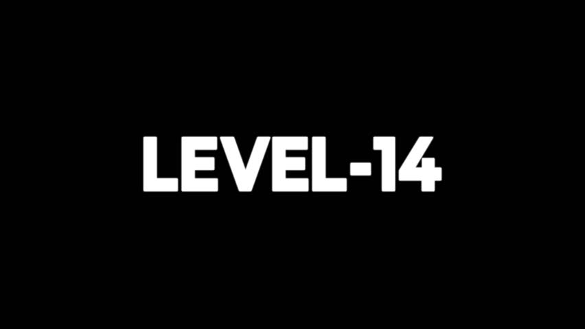 LEVEL-14 Bold Text on black background – minimalist monochrome typography label.