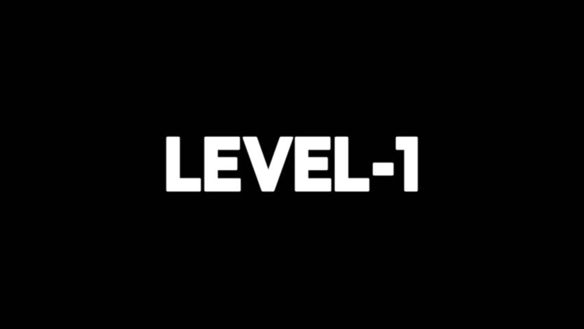 LEVEL-1 Bold Text on black background – minimalist monochrome typography label.