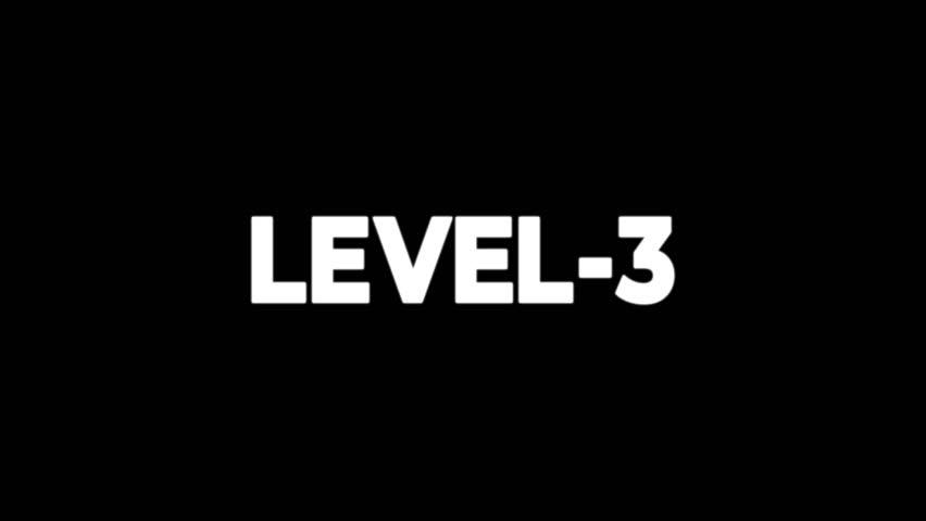 LEVEL-3 Bold Text on black background – minimalist monochrome typography label.