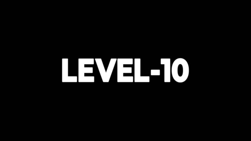 LEVEL-10 Bold Text on black background – minimalist monochrome typography label.
