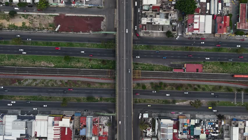 Aerial hyperlapse of an avenue with moving cars, Mexico City