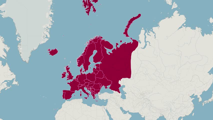 Europe Continent Map Land and Water Geography