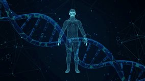Digital Human Figure with DNA Strand in Futuristic Technology Concept - Powered by Shutterstock - Get 15% off with code: PIKWIZARD15