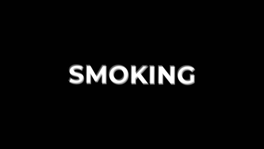 Text animation of the word "Smoking" with shake motion on a transparent background. Perfect for social media, video overlays, intros, and health awareness content