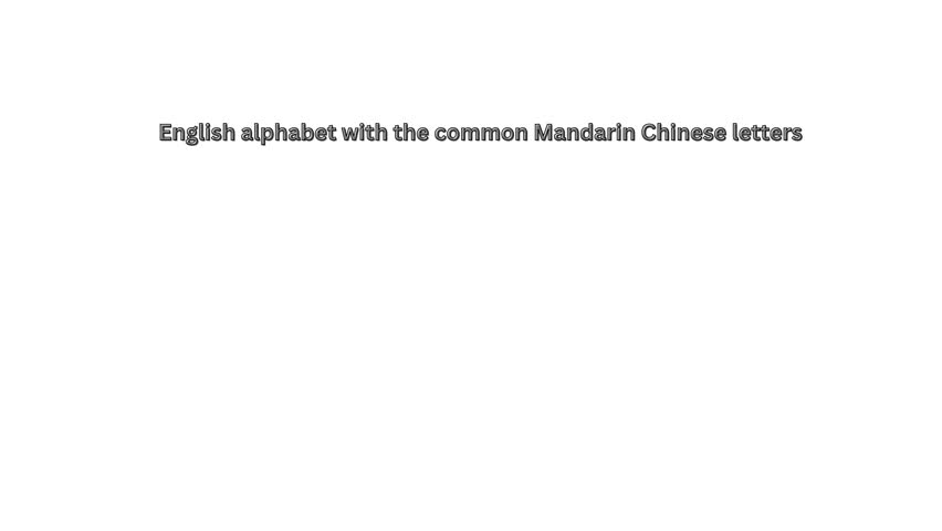 English alphabet with the common Mandarin Chinese letter names 4k video clip in white area
