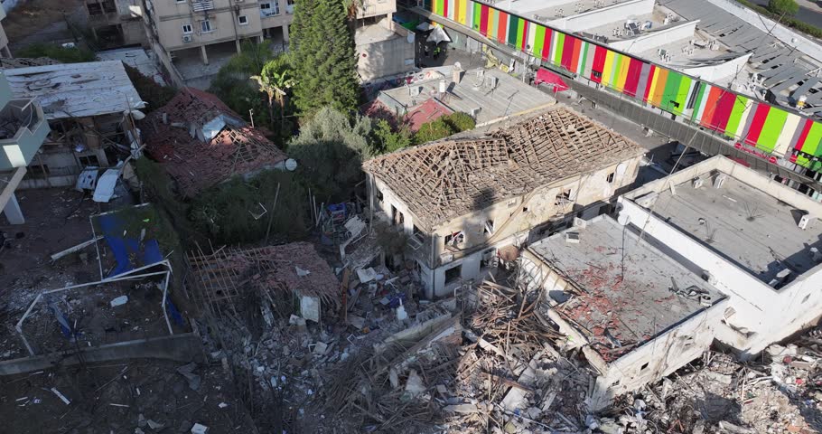 Rocket Strike Aftermath in Israel – Urban Destruction and War Damage
