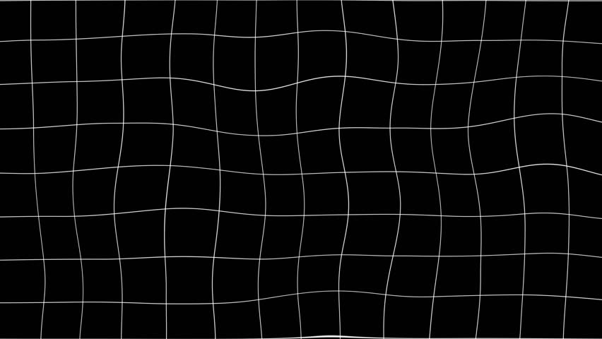 Animated wavy white wireframe mesh on black background. Moving waves on black background. 4K looped animation
