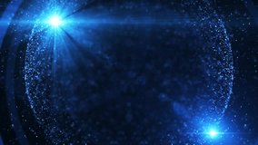Abstract round sphere of shiny blue particles of magic glow on dark background, energy ball of bright dots, spherical ball movement. Seamless looped 4k video.
 - Powered by Shutterstock - Get 15% off with code: PIKWIZARD15