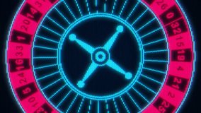 Pixel art of casino roulette rotation. The casino wheel is spinning. Concept of online betting and gambling. 8 bit dandy style motion graphics background - Powered by Shutterstock - Get 15% off with code: PIKWIZARD15