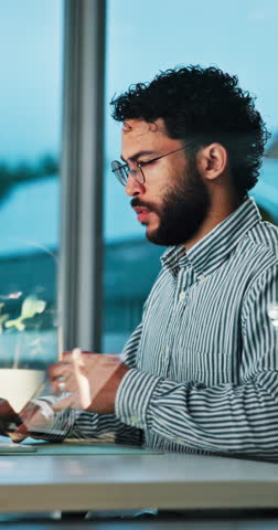 Sick, businessman and night with cough or chest pain for influenza, cold or flu at office desk. Man, employee or working late with viral infection, bronchitis or fever for virus, illness or disease