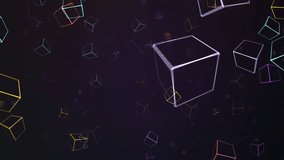 Abstract Glowing Cubes Floating in a Futuristic Look. Glowing transparent cubes float elegantly on a dark backdrop, creating a sense of technology and mystery. - Powered by Shutterstock - Get 15% off with code: PIKWIZARD15