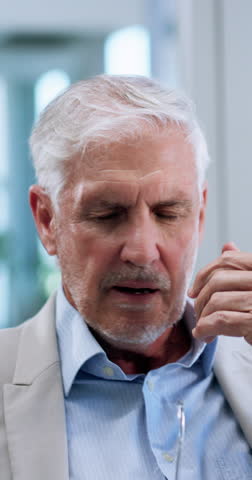 Stress, neck pain and mature businessman in office with burnout, discomfort or injury for fatigue. Exhaustion, cramp and professional male CEO with muscle sprain, stiffness or accident in workplace.