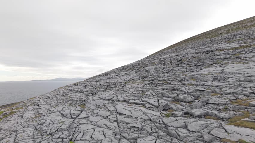 Rocky karst landscape overlooking the Atlantic Ocean at the Burren, Ireland