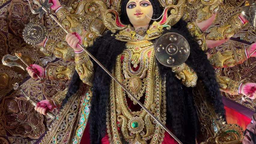 Close up shot of Devi Durga during festival in Kolkata