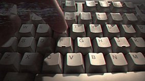 Computer engineer developer is working on old vintage computer 1990s. Antique classic pc keyboard and programmer typing hands. Internet web digital startup history. Outdated retro technology concept - Powered by Shutterstock - Get 15% off with code: PIKWIZARD15