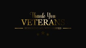 An animation of graphic commemoration of Veterans Day, a day to honour military veterans on a black background - Powered by Shutterstock - Get 15% off with code: PIKWIZARD15