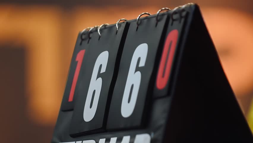 Manual scoreboard during the final match