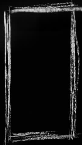 wiggly scribbled border frame overlay in vertical, black and white pencil crayon style