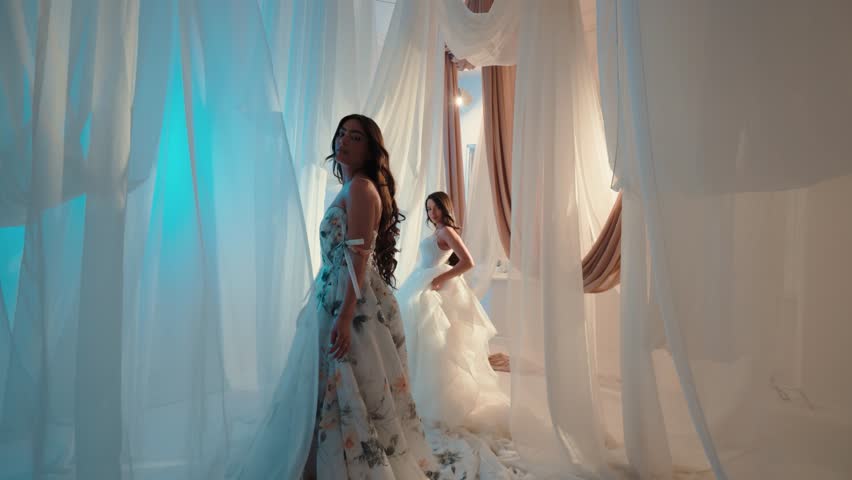 Candid shot of two beautifull female brides during their wedding ceremony indoor 
