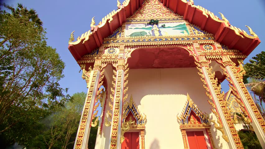 Buddist temple on island Koh Chang. Travel Asia sacred pray tourism. Concept traditional history religion asia culture Buddha, buddhism wat architecture building. Buddhist asian siam history