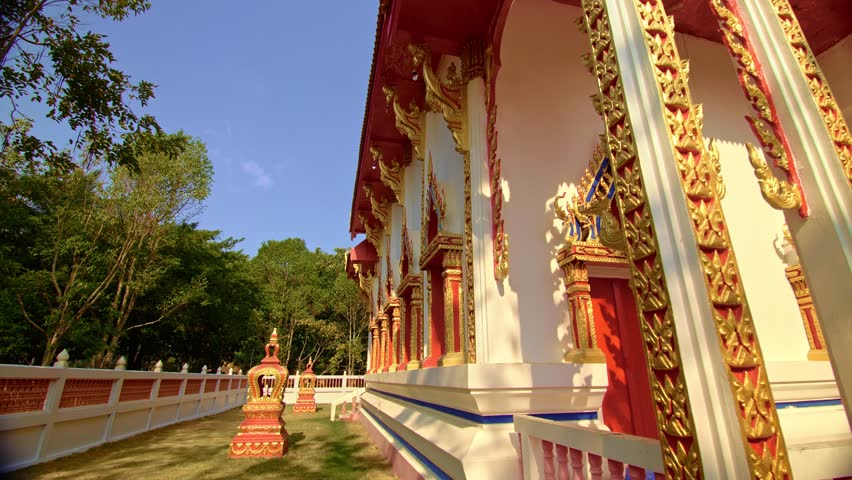 Buddist temple on island Koh Chang. Concept traditional history religion asia culture Buddha, buddhism wat architecture building. Travel Asia sacred pray tourism. Buddhist asian history