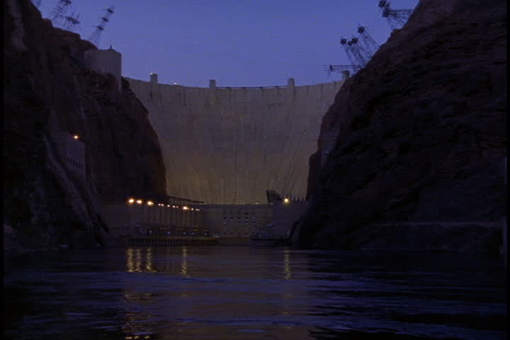NEVADA - ARIZONA BORDER - CIRCA MARCH 1997: Early evening shot of Hoover Dam wall.