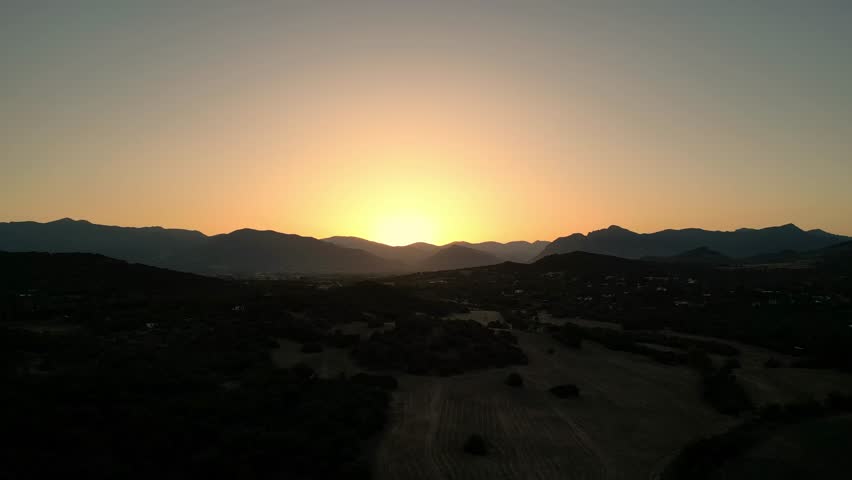 Sunset Over the Tyrrhenian Sea with Mediterranean Sardinia, Italy