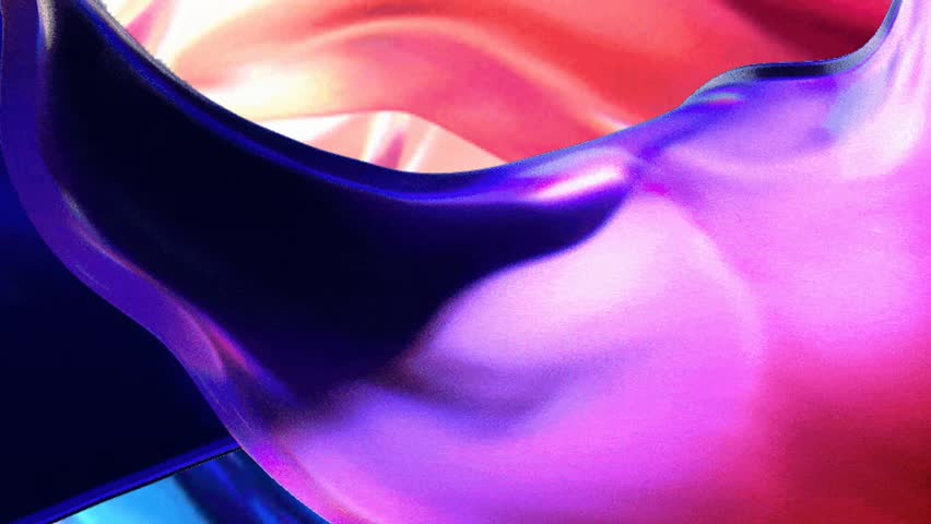3d render video animation with surreal flow organic wave in smooth curve lines formsin glow azure blue red gradient color on.