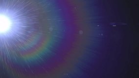 Intense white light emerging at left flaring rainbow halo with hearts drifting against black void. Abstract, cosmic, illumination, vibrant, romantic, spectacle, energy - Powered by Shutterstock - Get 15% off with code: PIKWIZARD15