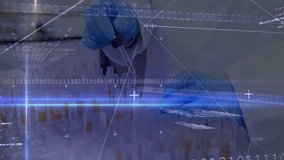 Female scientist picking pipette then pipetting samples in lab while animating data overlay graphs. Science, research, laboratory, innovation, precision, healthcare, technology - Powered by Shutterstock - Get 15% off with code: PIKWIZARD15