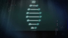 Glowing DNA helix tilting, applying dot grid after glitch emerging, spinning loaders, showing data. Technology, innovation, science, data, digital, futuristic, abstract - Powered by Shutterstock - Get 15% off with code: PIKWIZARD15