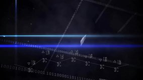 On opening grid binary streams drifting, blue beam sweeping, panels fading visualizing data network. Futuristic, digital, abstract, technology, data, cyberspace, visualization - Powered by Shutterstock - Get 15% off with code: PIKWIZARD15